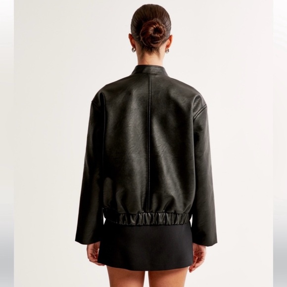 Abercrombie & Fitch Black Leather Jacket - Picture 5 of 9